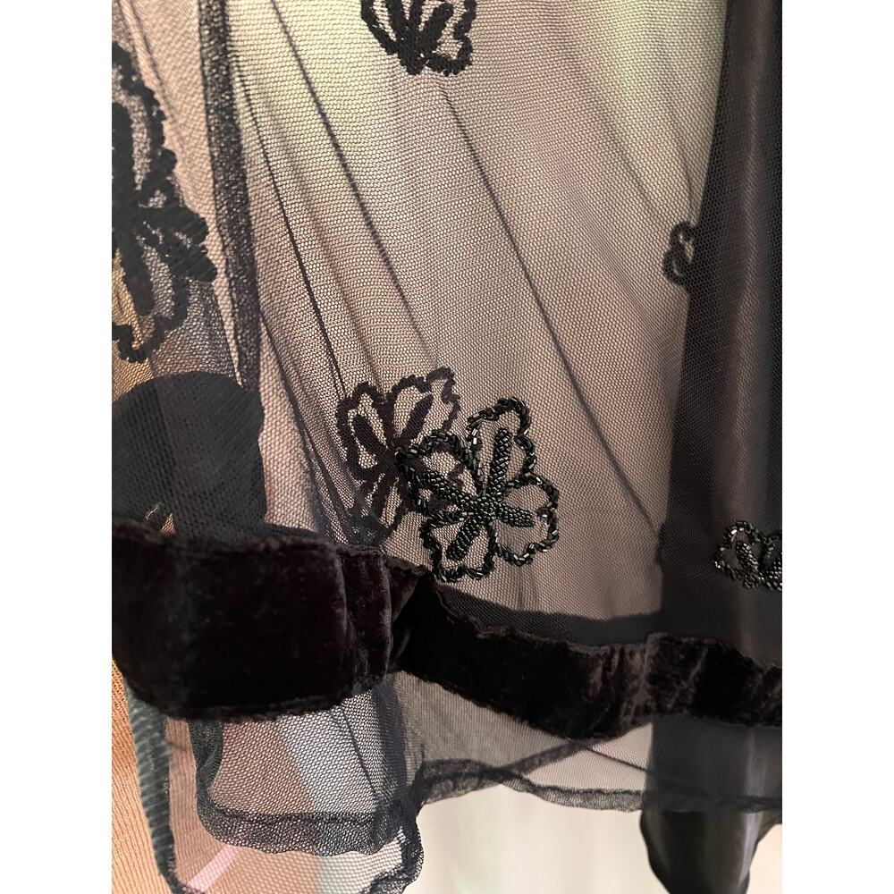 Y2K 90s Sterling Styles black mesh beaded floral maxi skirt romantic goth witchy - Picture 3 of 6